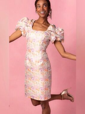 Ivy City Co. Nina Bow Dress in Pastel Jacquard - NWT
